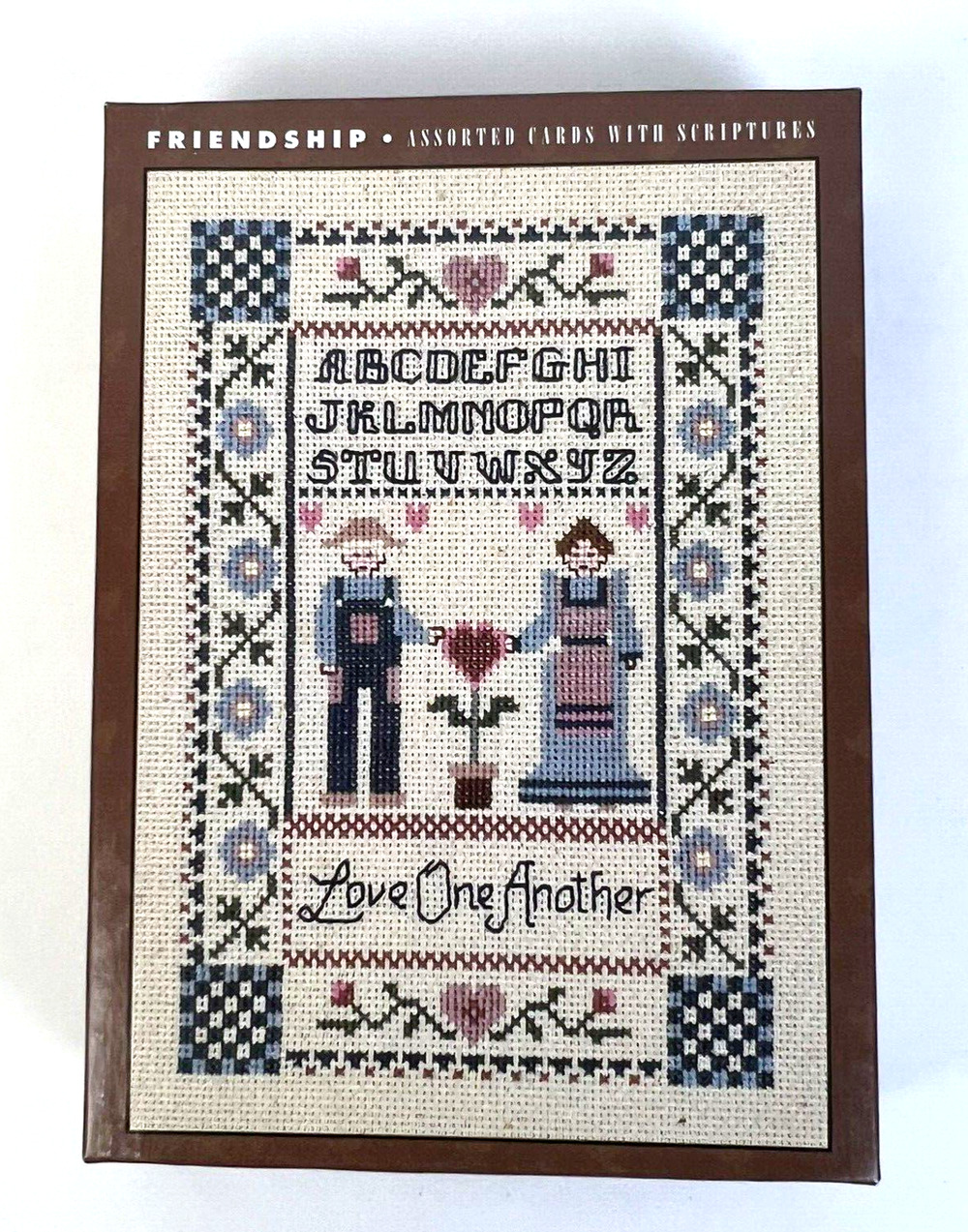 Friendship Greeting Cards Cross Stitch Samplers Graph Christian Message Set 12